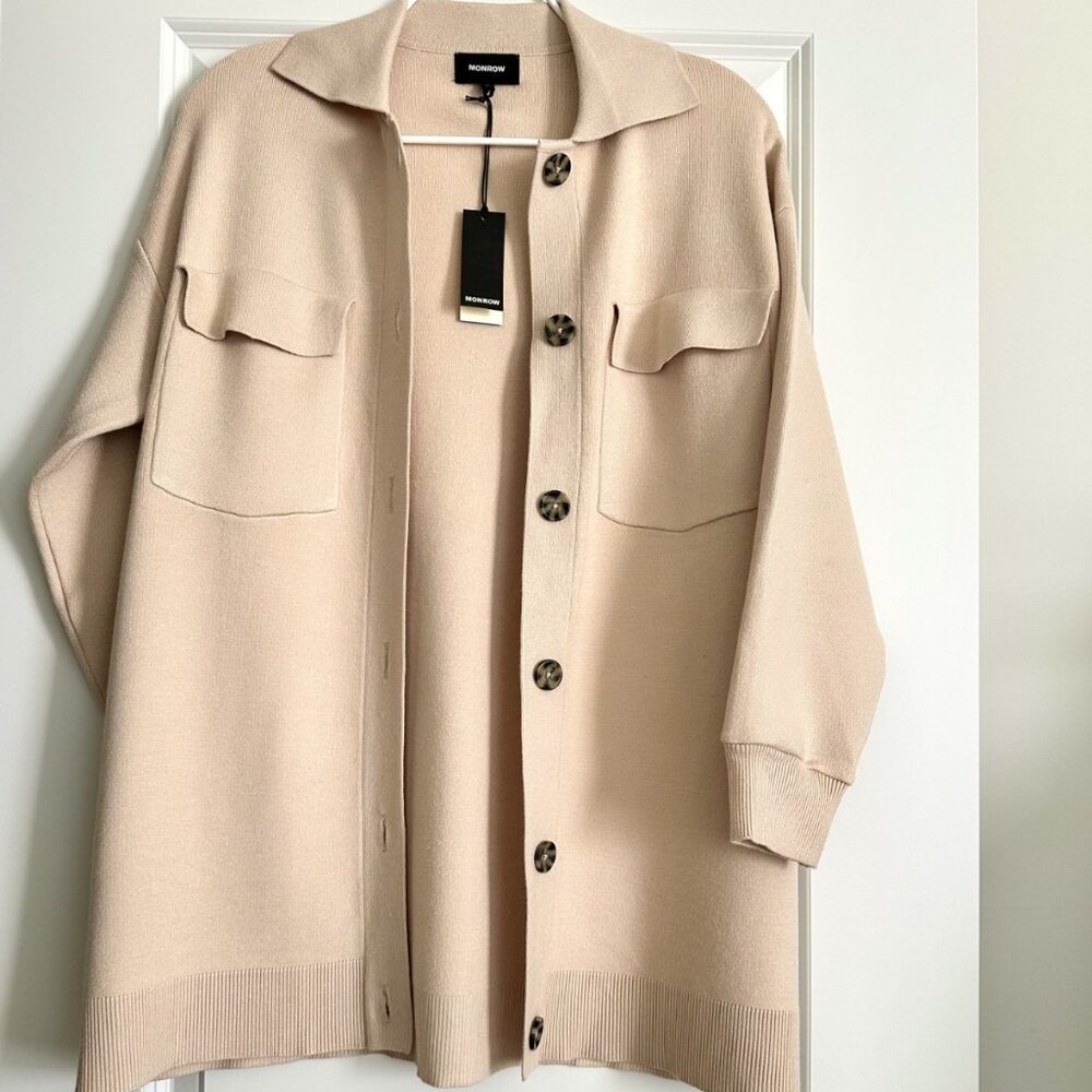 Nwt Monrow Blush Oversized Button Front Cardigan … - image 2